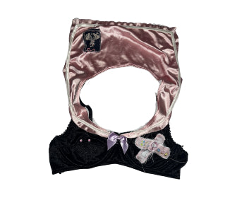 Goth Spit HelloKitty Bandaid Black Bra w/  Pink Silk IMVU Sailor Collar