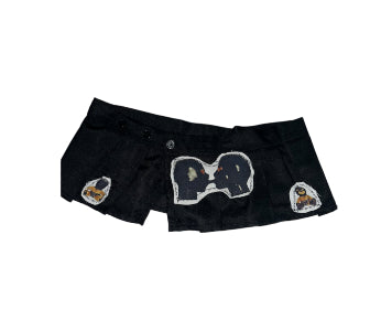 Patchwork Bondage Micro Mini Skirt Black