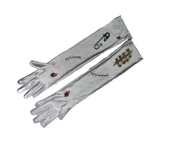 Goth Spit Unholy Scars White Silk Gloves