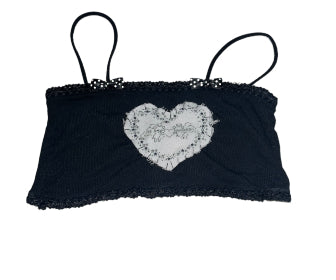 Goth Spit Black Cyber Love Heart Tube Bra